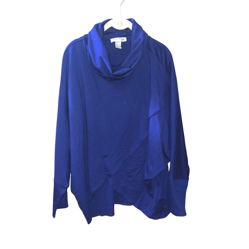 Joseph Ribkoff Royal Blue Cowl Neck Asymmetric Draped Batwing Top Size 18